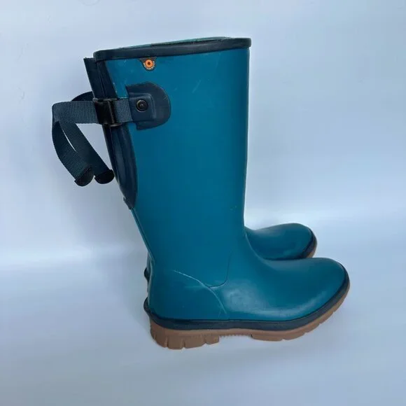 BOGS Women's Size 6 Amanda II Tall Rain Boot Teal Blue Outdoors Gardening Farm - Picture 8 of 9